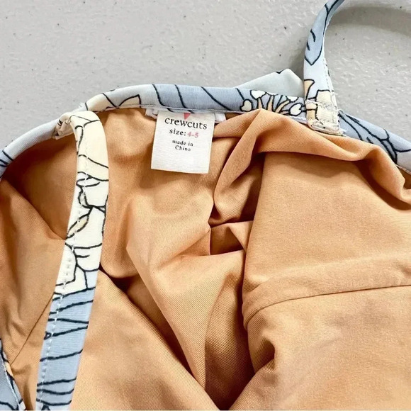 Crewcuts Girls Size 4-5 Keyhole One Piece Swim Suit Blue Coral Floral - Picture 4 of 4